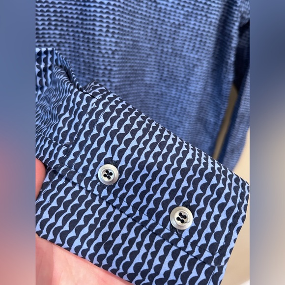 Marimekko Elma Tunic Geometric in Light Blue Long Button Sleeves Size 40/M EUC - Picture 5 of 11
